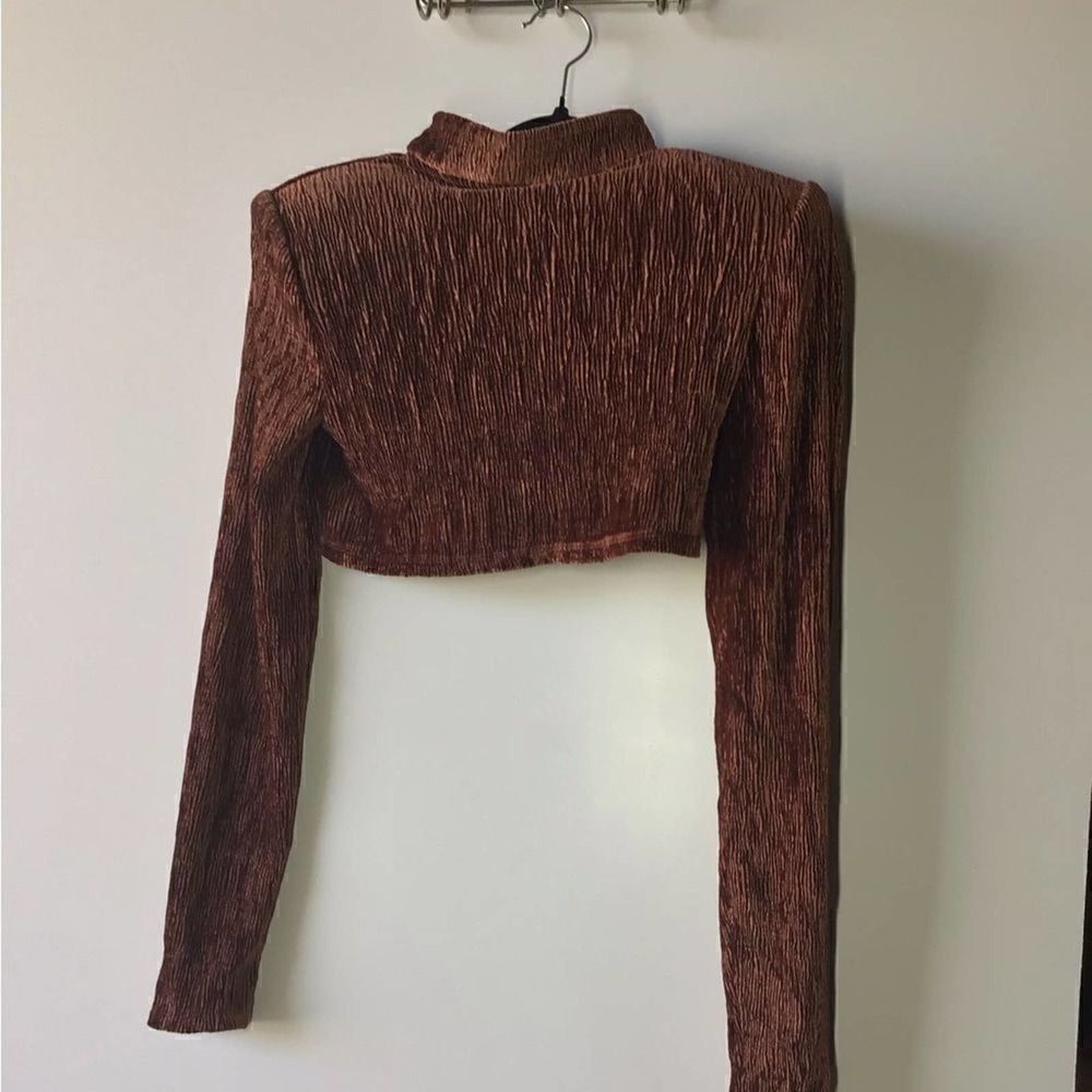 Bronx & Banco Cleopatra Rust Velvet Cutout Maxi Skirt Long Sleeve Gold Chain - Picture 2 of 15